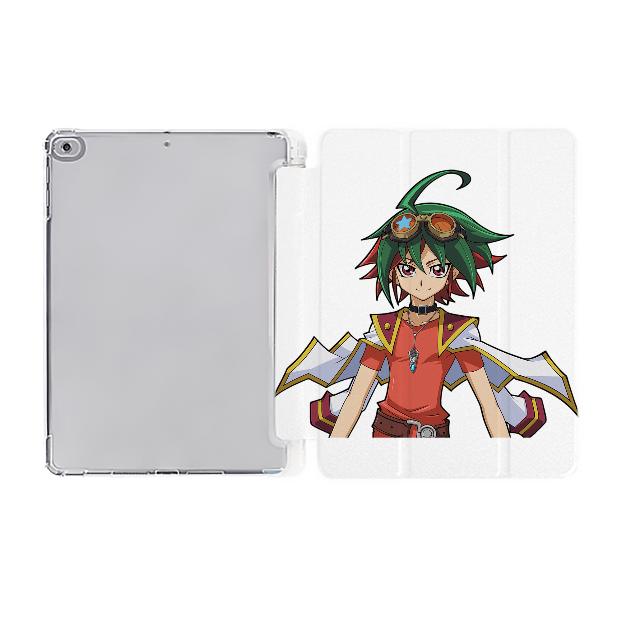 （画像用） 遊☆戯☆王 Yu-Gi-Oh! IPad ケース ペン収納付き 三つ折りスタンド PUレザー×シリコン 対応機種9.5/10.5/10.9インチ